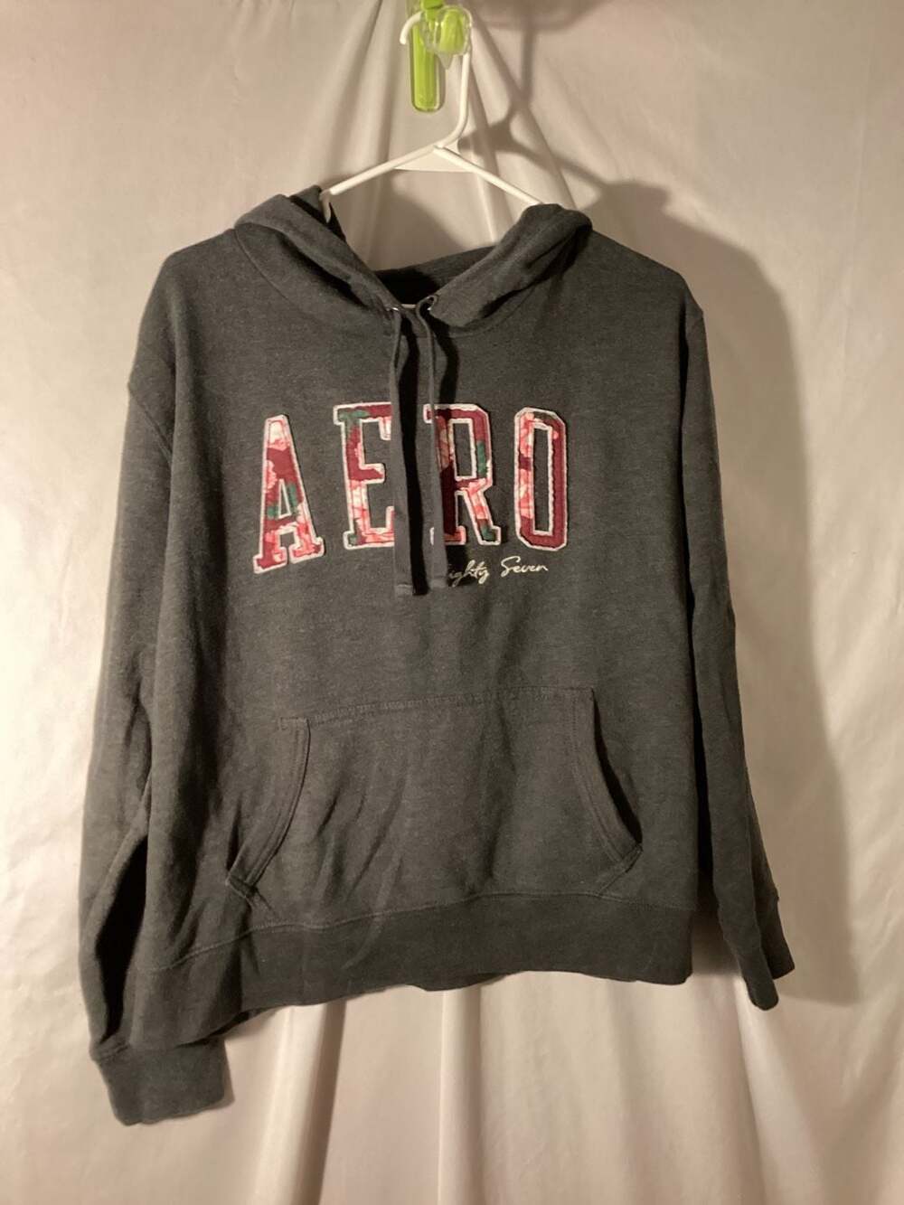 Aeropostale Gray Floral Applique Pullover Hoodie Sweatshirt